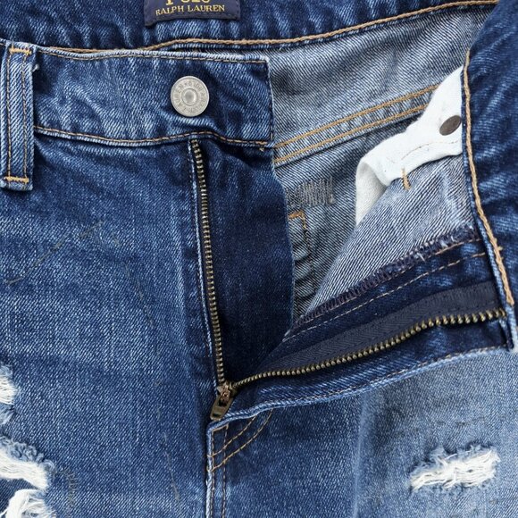 POLO RALPH LAUREN Relaxed Tapered Jeans Distressed Ripped Batero Wash Women's 27 - Picture 6 of 10